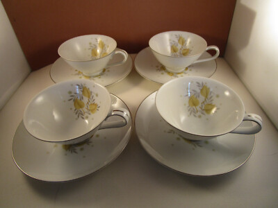 Vintage Narumi Fine China Japan Marlene Set of 4 Tea Cups