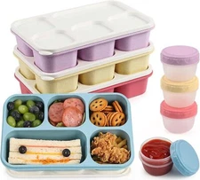 Caperci Large Bento Lunch Boxes for Adults & Kids - 5 Vintage Colors 