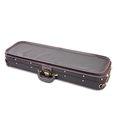 4/4 Full Size Oblong Violin Case Solid Wood Imitation Leather with Hygrometers - Picture 11 of 18