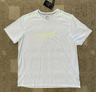 Nike T-Shirt Top Breathe Short Sleeve Running Light White CV7414