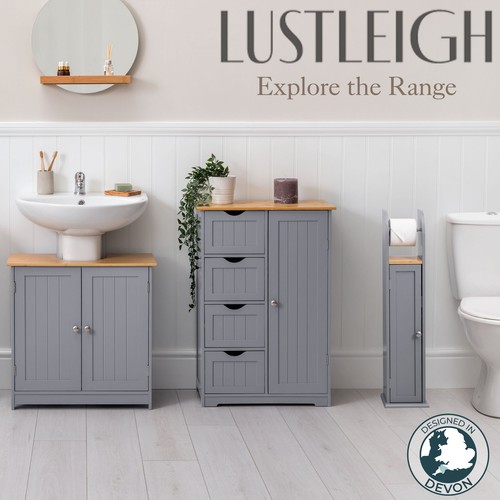 Bathroom Drawer Grey Bamboo Freestanding Storage Unit 4 Drawers
