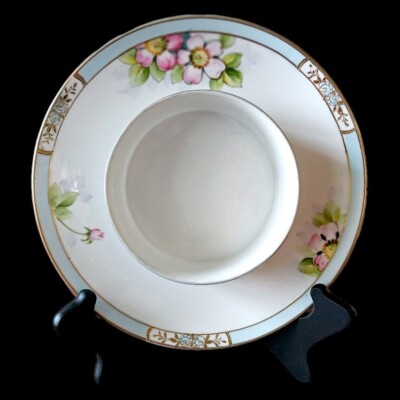 Noritake Handpainted Chip and Dip Attached Plate & Bowl Vintage c.1911 Authentic