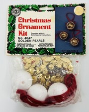 1983 Beaded Christmas Ornament Kit Golden Pearls 4047 Holiday Industries Vintage