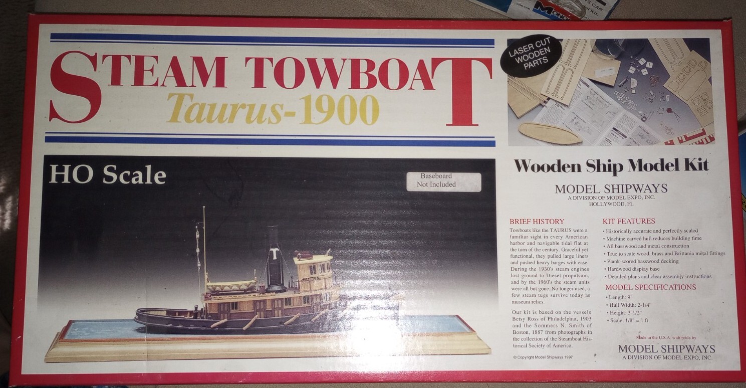 MODEL SHIPWAYS KIT 2021 WOODEN SHIP MODEL KIT STEAM TOWBOAT + Paint