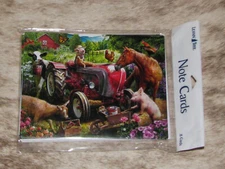 LEANIN TREE Fun Farm Animals Old Tractor~Pak 8 Notecards #35675~Color Interiors