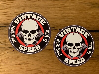 2x Vintage Speed Aufkleber Hell Skull Sticker Biker USA V2 V8 Custom Kult #854