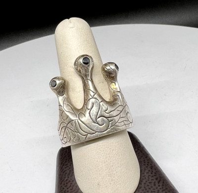 Versani schwarzer Diamant Schlüssel Design Krone Ring Größe 11
