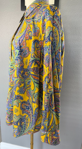 Camicia manica lunga Lauren Ralph Lauren cotone paisley VINTAGE taglia 3X - Foto 3 di 5