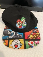 SUPER MARIO LUIGI Boys/Youth Flat Bill Baseball Cap Snapback Gamer Hat Ages 4-12
