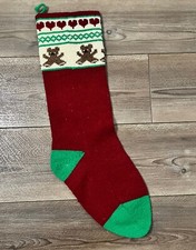 Christmas Stocking Vermont 24" Vtg 1986 Specialties in Wool Knit Teddy Bear