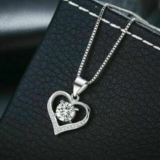 14K White Gold Plated Simulated Diamond Women's Gorgeous Heart Wedding Pendant