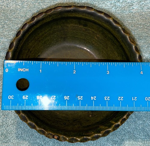 Vintage grün rot Ware Keramik gekräuselter Rand Schüssel Oaxaca Mexiko Blume - Bild 7 von 8