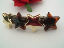 Vintage Tortoise and Golden Stars Hair Barrette