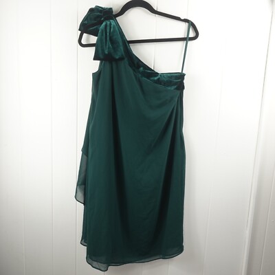 Ralph Lauren Womens Chiffon Velvet One-Shoulder Green Flowy Dress Size 8