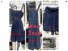 Womens Denim Pinafore Dungaree Dress Blue Vintage Boho Western VGC Unique