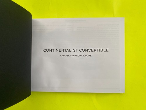 2020 Bentley Continental GT Convertible Manuel Du Proprietaire French Manual - Picture 2 of 13