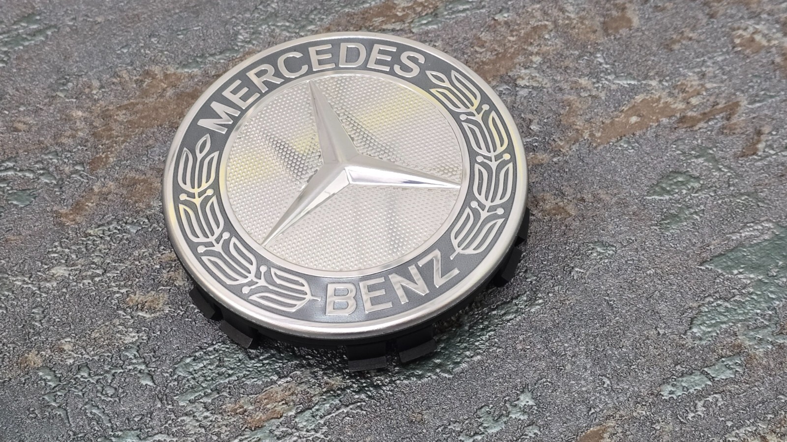 Mercedes-Benz Nabendeckel Stern Lorbeerkranz, Grau, Satz 4 Stk 