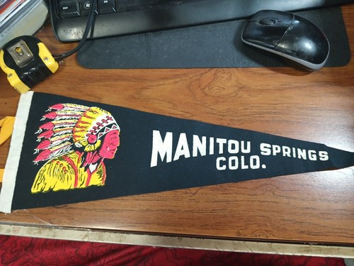 Vintage 1950's Manitou Springs Felt Pennant Colorado Chief Head Dress - Picture 5 of 5
