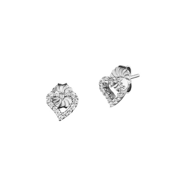Julie Julsen Ohrstecker Aus 925/- Sterling Silber Rhodiniert Herz Mit Zirkonia-image