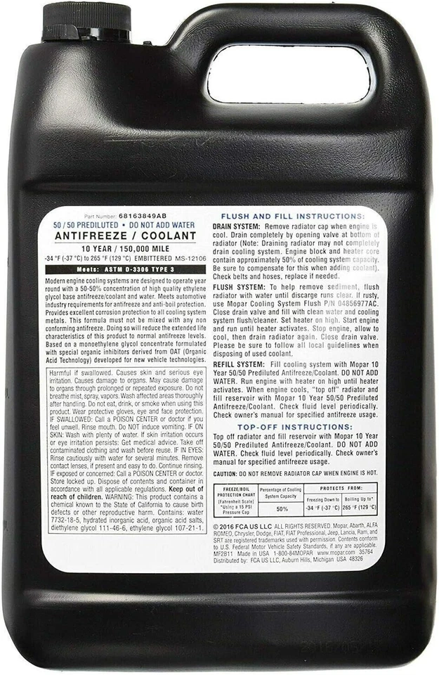 2015-2024 JEEP DODGE CHRYSLER RAM ENGINE ANTIFREEZE COOLANT OEM MOPAR GENUINE - Image 2 of 4
