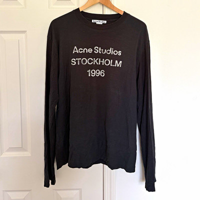 Acne Studios Stockholm 1996 Men s M Black Cotton Long Sleeve Graphic Tee