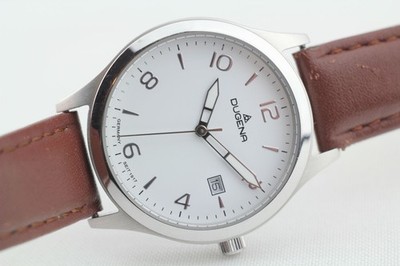 Dugena Herrenuhr Quartz HAU mit Datum GM10 mit braunem Lederarmband # 12499