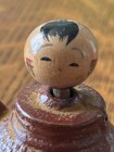 Vtg Lida's Japan Sm Brown Metal? Kokeshi Japanese Wooden Bobble Head Doll TEAPOT — photo 4
