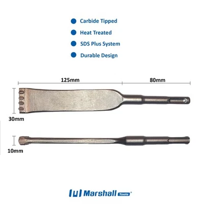 MARSHALL TOOLS Marshall SDS Plus Brick Removal/Masonry Chisel, Carbide-Tipped Heat-Treated