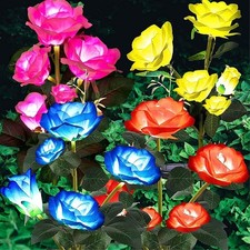 Solar Blumenleuchte Außen 7 Köpfe Rosenlampe 42 LEDs Garten Hof Terrasse IP65
