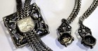Vintage Selro Selini Signed Silver Bolero Tie Necklace Lucite Rhinestone Pearl — photo 4