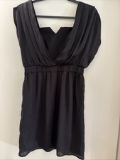 BCBG Back Satin Cocktail Dress Mini Elastic Waist Size XS Fully Lined