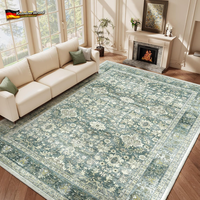 Homfine Teppich Wohnzimmer 200X300Cm Vintage Waschbar GrüN