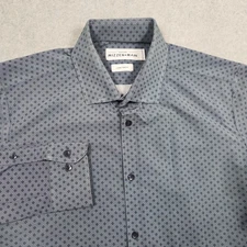 Mizzen+Main Leeward Shirt Mens Large Blue Diamond Print Trim Fit Button Front