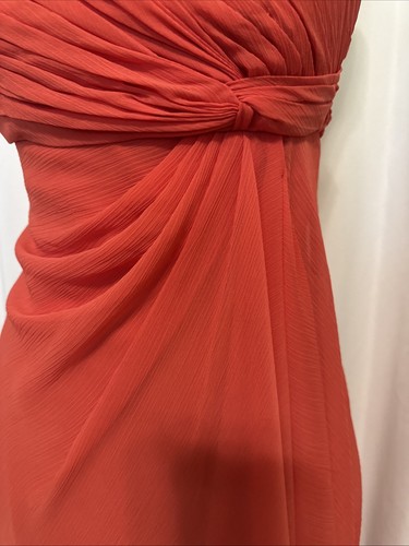 David’s Bridal Guava One Shoulder Chiffon Dress Size 6 - Picture 6 of 11