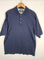Vintage Tommy Hilfiger Golf Flag Golf Ball Navy Polo Sleeve Logo Men's Sz Large
