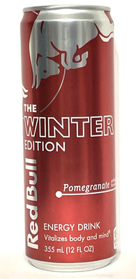 Red Bull Winter Edition Pomegranate Energy Drink 12 oz can Discontinued Flavor