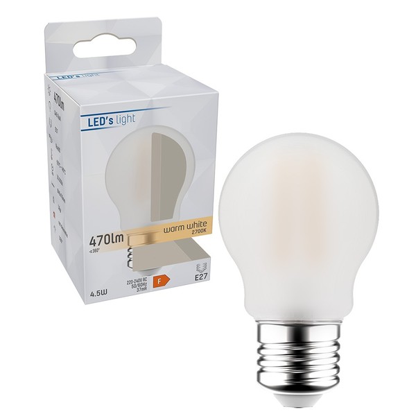Led´S Light Led Filament P45 Tropfen 4,5W = 40W E27 Matt 470Lm Warmweiß 2700K-image