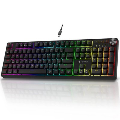 KOORUI Gaming Tastaturen, 26 RGB Hintergrundbeleuchtung Mechanische Tastatur Kabelgebunden 104 Tasten Voll