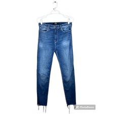 Hudson Los Angeles Skinny Fit Medium Wash Denim Raw Hem Blue Jeans Size 29