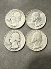 1950, 51, 60 And 1964 Washington Quarters Lot of 90% silver Set 4