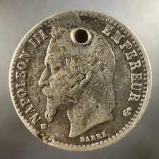 1860s France 50 Centimes Napoleon III Well-Worn Detail