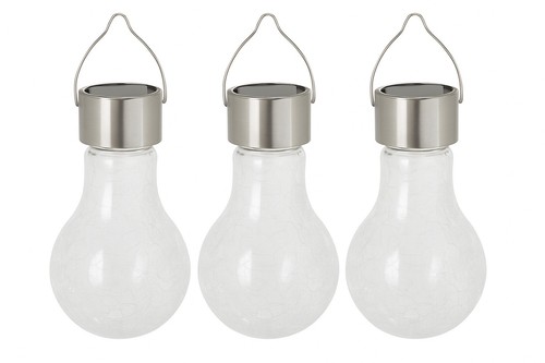 Solar Powered LED Crackled Bulb with WARM WHITE Outdoor garden hanging | - Picture 3 of 7