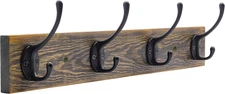 Ibosins Wall Mounted Coat Rack, Entryway Hanging , Metal Wood Rack with 4 Black 