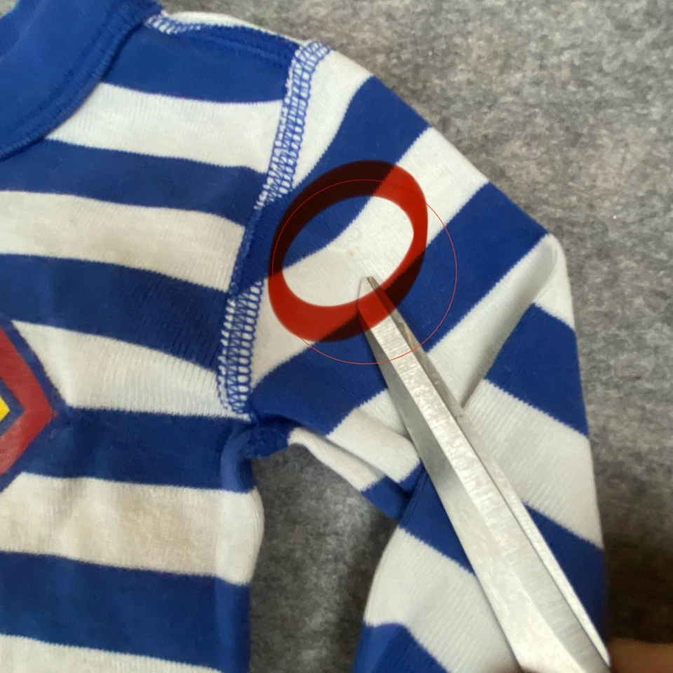 HANNA ANDERSSON Kids Sz 4 Superman White Blue Striped Organic Pajamas Unisex - Image 2 of 4