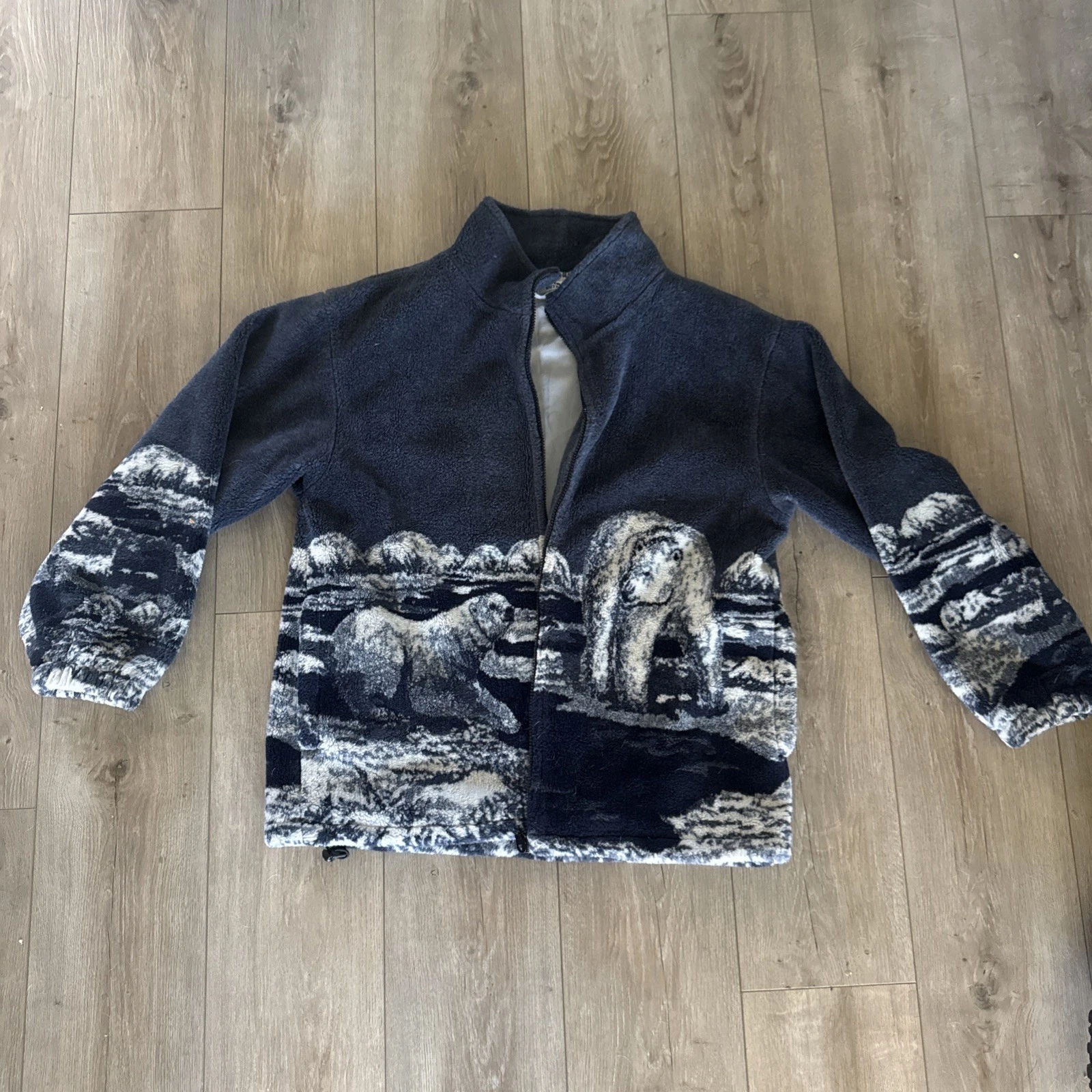 Glacier Gear Outdoor Polar Bear Zip Fleece Jacket Size Large Gorpcore High Pile