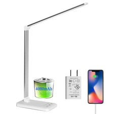 LED Desk Lamp, Eye-Caring Stepless Dimmable Office Table Lamp with USB Chargi...
