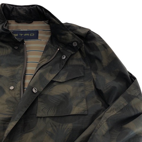 ETRO Botanical pattern Jacquet Military Jacket Khaki Silver Hardware Nylon - Picture 9 of 9