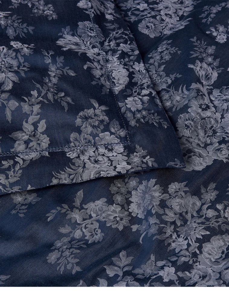 Lauren Ralph Lauren Mya Duvet Cover Jacquard Cotton Full/Queen Navy $430 92x90 - Image 3 of 4