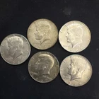 5x 40% Silver Kennedy Half Dollars 1965, 1967x3, 1968-D Circulated US Coins