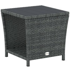 Outsunny Side Table 2-Tier with Storage Shelf/Grey